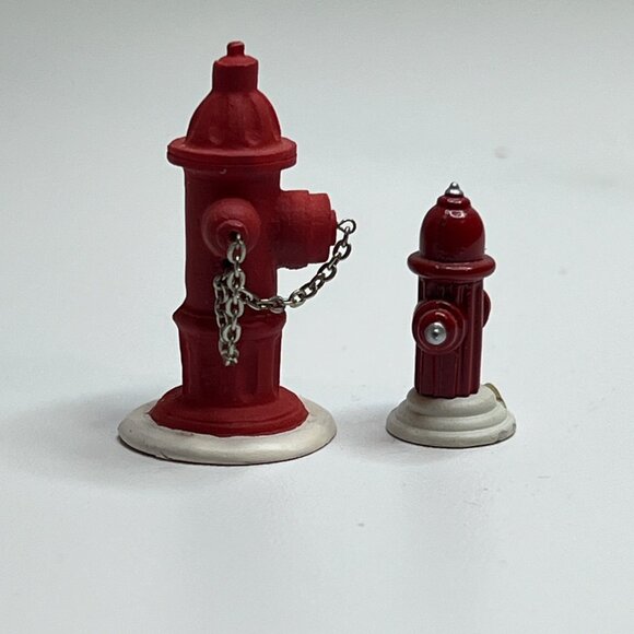 Dept 56 Red Fire Hydrants, Set of 2, Christmas Village Accessory from 1990s - Picture 2 of 6